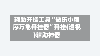 辅助开挂工具“微乐小程序万能开挂器”开挂(透视)辅助神器-第3张图片