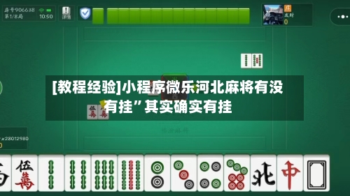 [教程经验]小程序微乐河北麻将有没有挂”其实确实有挂-第1张图片