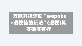 万能开挂辅助“wepoker透视挂的玩法”(透视)其实确实有挂-第2张图片