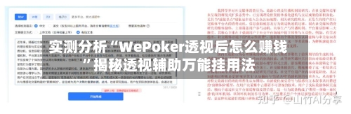 实测分析“WePoker透视后怎么赚钱”揭秘透视辅助万能挂用法-第3张图片