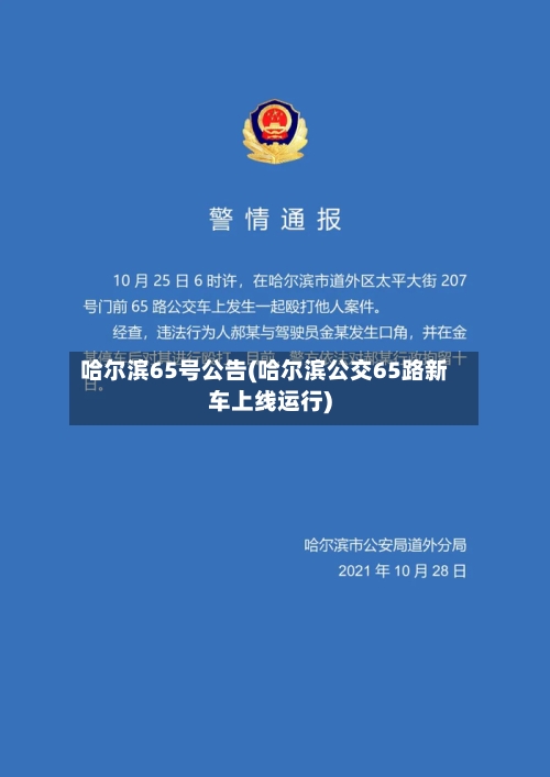 哈尔滨65号公告(哈尔滨公交65路新车上线运行)-第1张图片