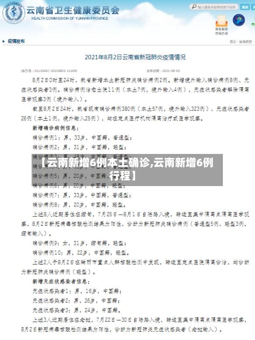 【云南新增6例本土确诊,云南新增6例行程】-第1张图片