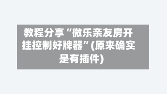 教程分享“微乐亲友房开挂控制好牌器”(原来确实是有插件)-第3张图片
