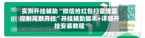 实测开挂辅助“微信抢红包扫雷埋雷控制尾数开挂	”开挂辅助脚本+详细开挂安装教程-第2张图片